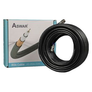  Aswar - Coaxial Cable RG6 for Satellite - 15 m - Black 