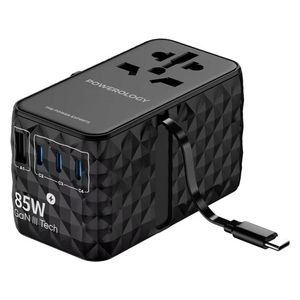  Powerology - Universal Super Charger - 85W - with Retractable Type-C Cable - Black 