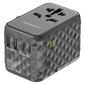  محول باورولوجي شاحن جداري - متعدد المنافذ - PD 65 واط - رمادي 