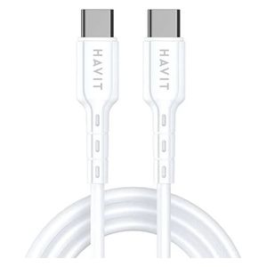  كيبل هافيت CB6235 - يو اس بي سي الى يو اس بي سي - شحن سريع 60 واط - 1 متر - أبيض 