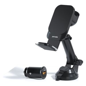  حامل هاتف للسيارة ماج سيف 3 في 1 بورودو - شاحن لاسلكي سريع - قابل للتعديل بزاوية 360 درجة - أسود 