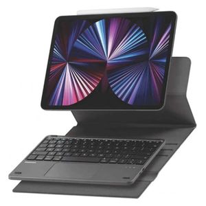  كيبورد موماكس اللاسلكية مع ستاند - مُصمم خصيصًا لجهاز ابل - غطاء ذكي مغناطيسي متصل - رمادي 