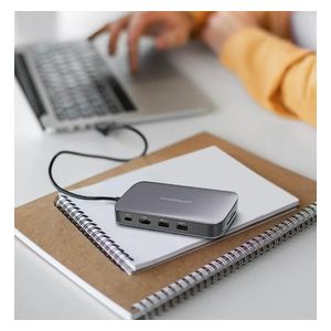  Powerology - Hub & SSD Drive All-in-One - 256 GB USB-C Connectivity & Storage PD 100W - Gray 