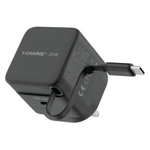  Momax Charger - 35W - charger with Retractable USB-C Cable - Black 