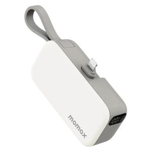  شاحن محمول موماكس 1-Power Mini - بقدرة 5000 مللي أمبير في الساعة - كيبل لايتنينج مدمج قابل للطي - ابيض 