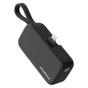  شاحن محمول موماكس 1-Power Mini - بقدرة 5000 مللي أمبير في الساعة - كيبل لايتنينج مدمج قابل للطي - اسود 