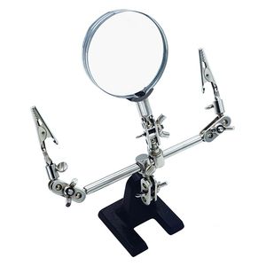  مساعدة الأيدي مع عدسة مكبرة بروسكيت - أذرع قابلة للتعديل - أداة لحام متعددة الأذرع - سلفر 