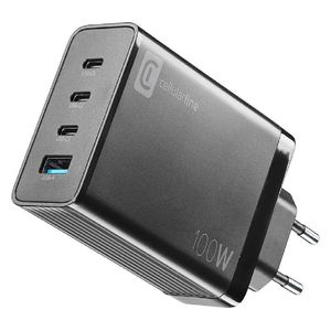 Cellularline 3979 - Wall Charger -  4 Ports - 100W - Black