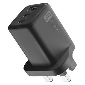 Cellularline 4109 - Wall Charger - 65W - 3 Ports - Black