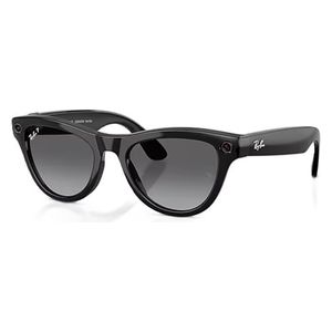 نظارات راي بان ميتا سكايلرالجيل الثاني - مزودة بتقنية الذكاء الاصطناعي المتطورة ميتا - تتيح لك التقاط الصور والفيديوهات - والاستماع إلى الموسيقى أو البودكاست، وإجراء المكالمات، وإرسال الرسائل - والحصول على ترجمة فورية - أسود بعدسات جرافيت