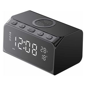  Havit W3041 multifunctional wireless charger - 15W fast wireless charging with a digital clock, alarm clock, Bluetooth speaker, thermometer, and calendar - Black 