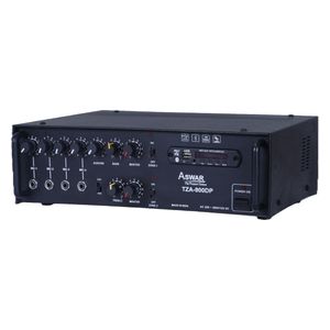 Aswar - Dual-zone Sound Amplifier - 45W per zone - Bluetooth, TF Card, USB, FM Connectivity - Black