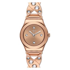 ساعة سواتج للنساء YSG165G - عرض بعقارب, سوار من الستانلس ستيل - وردي