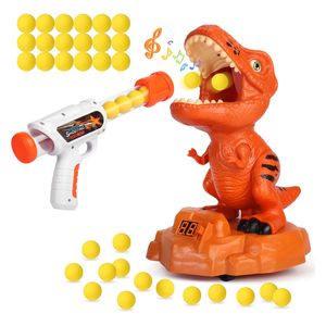  Qiliya A9924343 - Moving Dinosaur Shooting Game Toy - Air Powered Gun with Digital Scoreboard - Orange 