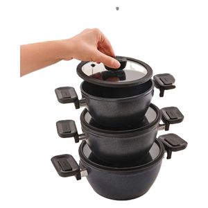 طقم ادوات طهي كاراكا - 6 قطع - اسود