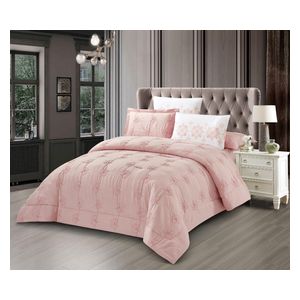  فالنتيني طقم لحاف مزدوج 260X240 سم - 6 قطع - وردي 