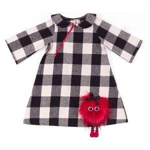  فستان مزخرف مربعات مع بوم بوم - 6 سنوات 