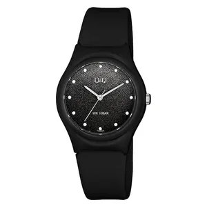 Q&Q Watch VQ86J039Y For Women - Analog Display, Resin Band - Black