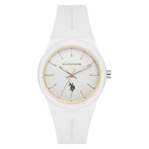 ساعة .يو.اس. بولو اسن للنساء USPA2101-04 - عرض بعقارب, سوار من السيليكون - ابيض