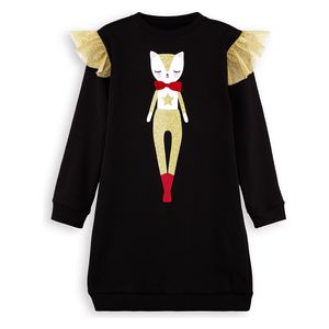  Glitter Cat Girl Black Dress - 4Y 