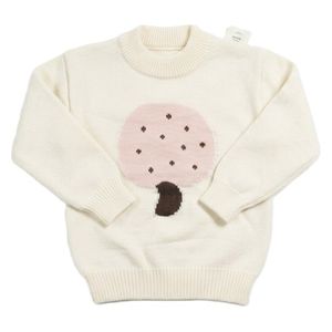  Knitwear Mushroom Design Girls Sweater, 4-5Y - Cream 