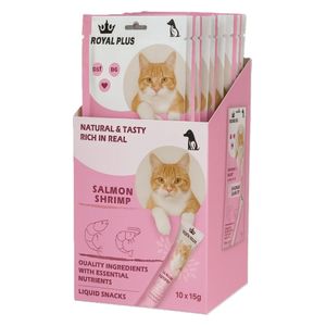  رويال بلس وجبة خفيفة للقطط بنكهة السلمون والروبيان - 10 قطع 