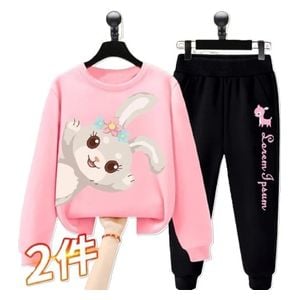  Girls Bunny Pattern Pajama Set - 3-4Y 