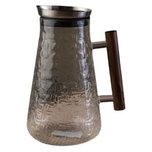 Glass Pitcher with Wooden Handle - Transparent