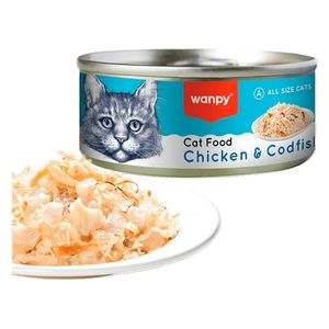 طعام القطط وانبي بنكهة الدجاج وسمك القد - 95 غم