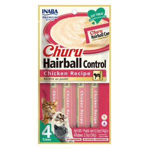  Inaba Churu Hairball Control Chicken Recipe Cat Treat - 4 Tubes 