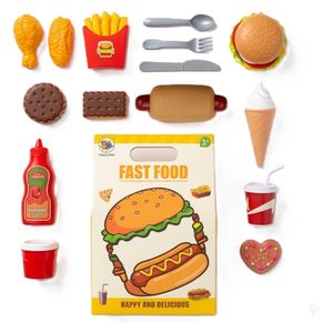  Yiwalong Fast Food Pretend Play Toy Set - 15 pieces - Multi color 