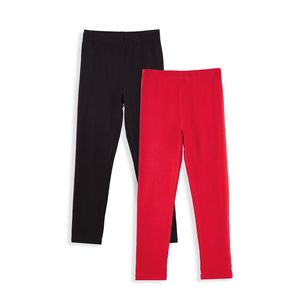  2-Pack Girl Leggings Black&Red - 3Y 
