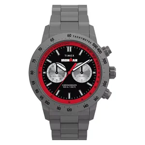 ساعة تايمكس للرجال TW2Y02000 - عرض بعقارب, سوار من الستانلس ستيل - رمادي