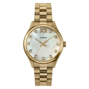  Timex Watch TW2W85400 For Women - Analog Display, Stainless Steel Band - Gold 