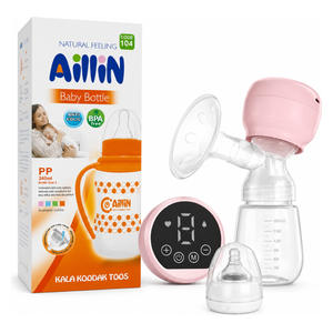  Aillin XL-2403 - Electric Breast Pump with Baby Bottle - Pink 