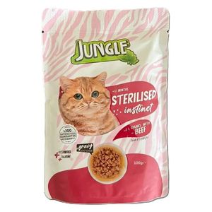  Jungle Sterilised Instinct Chunks with Beef Cat Food - 100g 