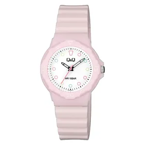 Q&Q Watch V07A-001VY For Women - Analog Display, Resin Band - Pink