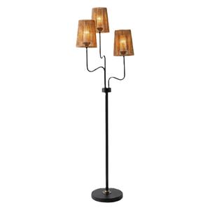  Alshamil 3-Light Rattan Floor Lamp, Modern Metal Standing Light - 28 x 165 cm - Black 