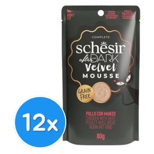  Schesir Dark Mousse in Chicken with Beef Cat Food - 12 Pieces 