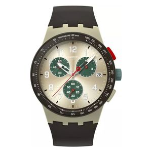  ساعة سواتج للجنسين SUST402 - عرض بعقارب, سوار من السيليكون - بني 