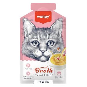 وانبي وجبة خفيفة للقطط بنكهة مرق اللحم والتونة والروبيان - 50 غم