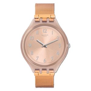 ساعة سواتج للنساء SVUP100M - عرض بعقارب, سوار من الستانلس ستيل - وردي