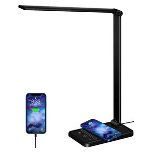  وي ار اوك مصباح مكتب LED متعدد الوظائف مع شحن لاسلكي ومنفذ يو اس بي - w13 - أسود 