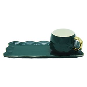  Cup with Rectangular Saucer - Green 