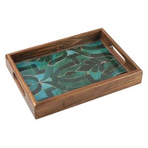  Carved Wooden Tray - 25x38cm 