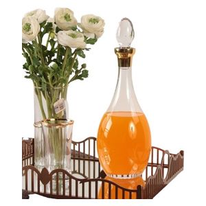 Glass Bottle with Gold Neck -12x 37cm -Transparent