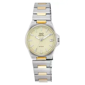 Q&Q Watch S22A-007PY For Women - Analog Display, Stainless Steel Band - Gold