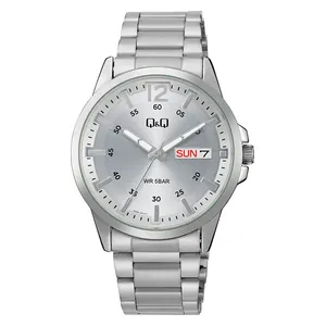 Q&Q Watch A36A-001PY For Men - Analog Display, Stainless Steel Band - Silver