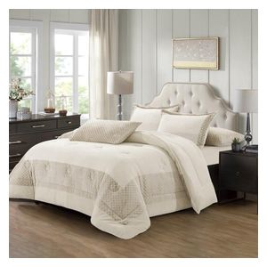  Cannon Comforter Set, Double , 260X230cm - 6 Piece - Beige 