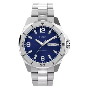 ساعة تايمكس للرجال TW2W79500 - عرض بعقارب, سوار من الستانلس ستيل - سلفر